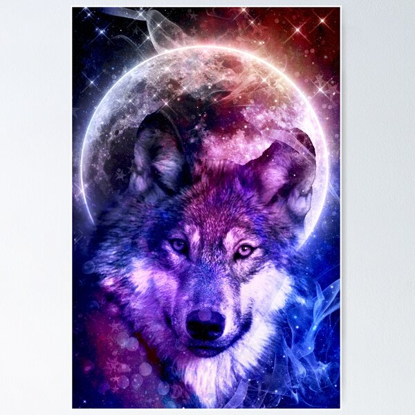 Item preview, Mystical Galaxy Wolf face - Purple Cosmic Spirit Animal Art designed and sold by CharlieCreates.