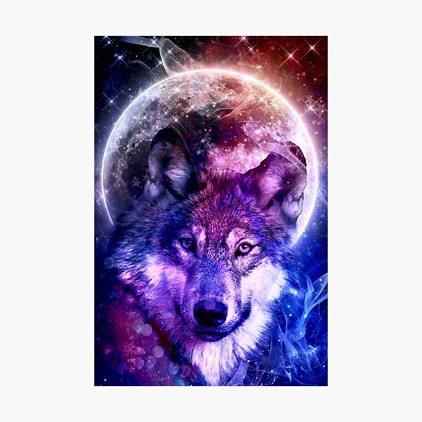 Item preview, Mystical Galaxy Wolf face - Purple Cosmic Spirit Animal Art designed and sold by CharlieCreates.