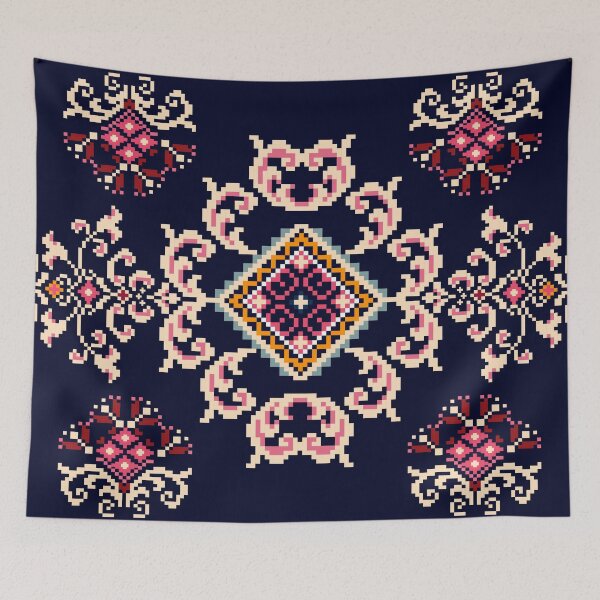 Item preview, Pink Red Pixel Ethnic Textile Pattern designed and sold by MNX.