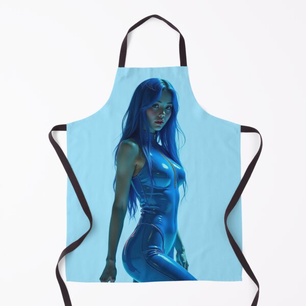 Aperçu de l'œuvre Fille cyber bleue en body futuriste avec lueur néon créée et vendue par Magic-Reality.
