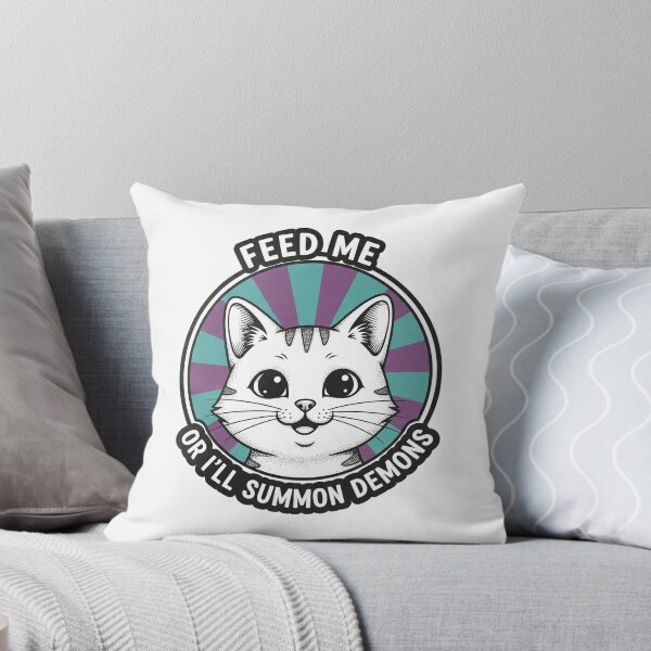 Item preview, Feed Me Or I'll Summon Demons Funny Cat designed and sold by Owcomm.