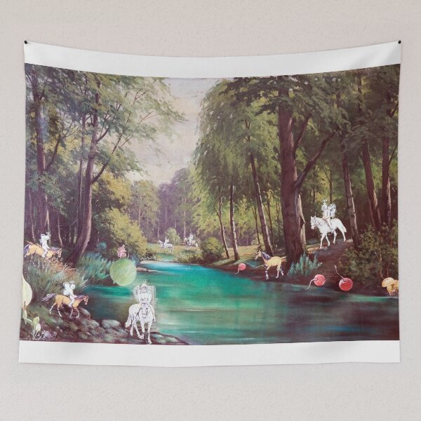 Item preview, “Astronauts on Horses at the Forest Spring” – Original painting by Daryush Shokof (oil on canvas, 2005) designed and sold by shokofart.