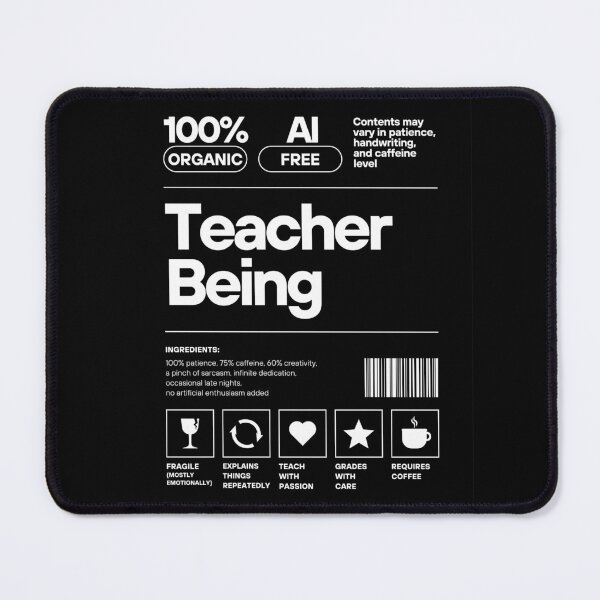 Item preview, Teacher Being Product Label – Funny White on Black Teacher Sticker, Mug, Tumbler Design designed and sold by Tattyarts.