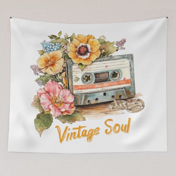 Item preview, Vintage Soul Mixtape – Retro Cassette Floral Art designed and sold by Gaviani Design Studio.