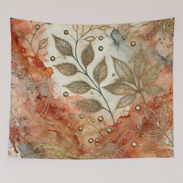 Item preview, Golden Ember Whispers Abstract Art Collection designed and sold by Dream Bloom Gallery.