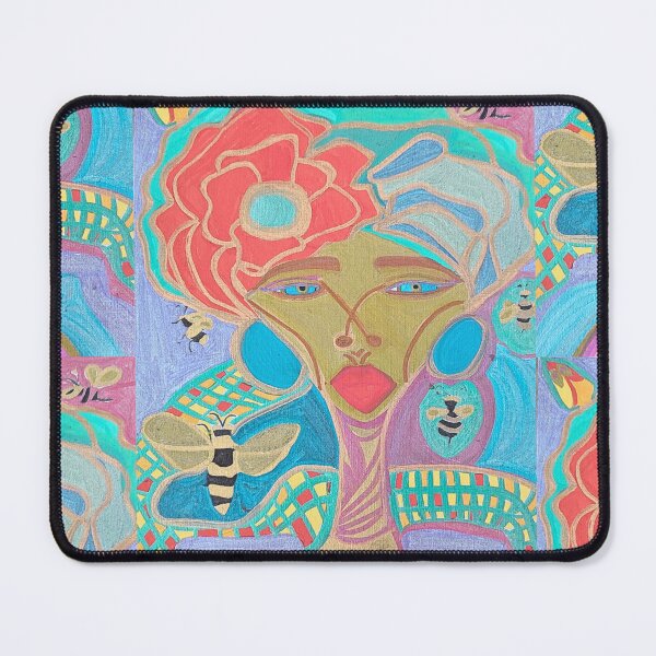 Item preview, Colourful Abstract Portrait – Bee and Snake Feminine Power Art designed and sold by DarLenn..