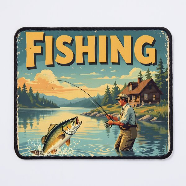 Item preview, Vintage Retro Fishing Poster designed and sold by Ameiva-Apparel.