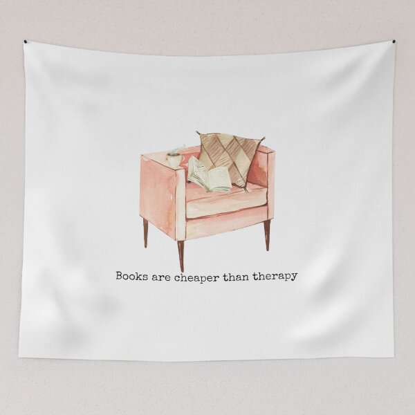 Item preview, "Books Are Cheaper Than Therapy" Book Lover Quote designed and sold by holaitssher.