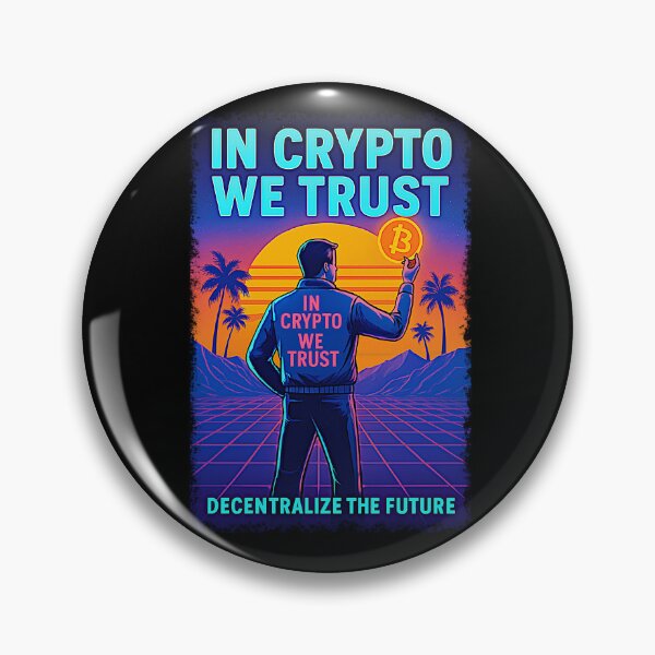 Item preview, In Crypto We Trust – Retro-Futuristic Bitcoin Design designed and sold by BitCrop.