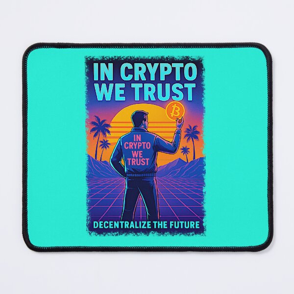 Item preview, In Crypto We Trust – Retro-Futuristic Bitcoin Design designed and sold by BitCrop.