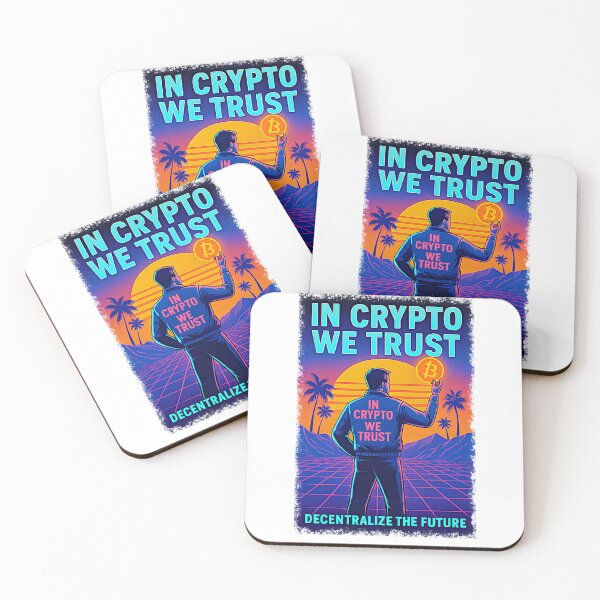 Item preview, In Crypto We Trust – Retro-Futuristic Bitcoin Design designed and sold by BitCrop.