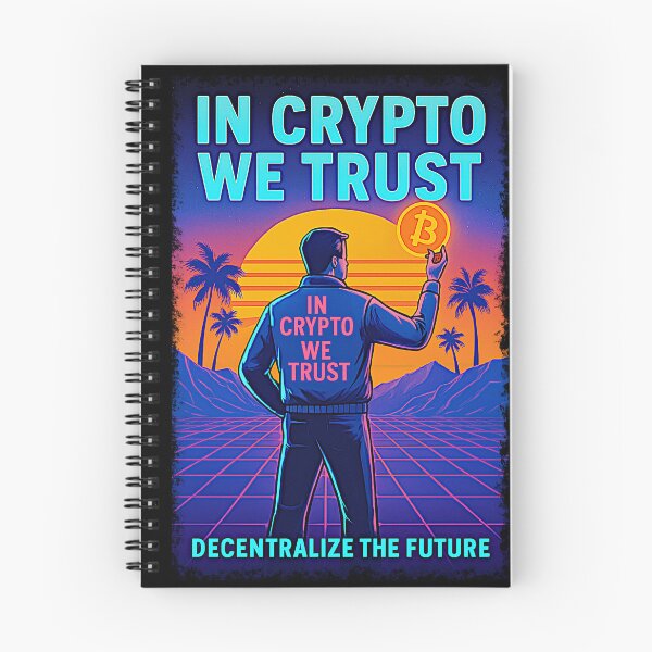 Item preview, In Crypto We Trust – Retro-Futuristic Bitcoin Design designed and sold by BitCrop.