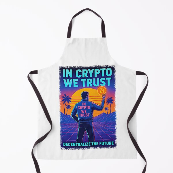 Item preview, In Crypto We Trust – Retro-Futuristic Bitcoin Design designed and sold by BitCrop.