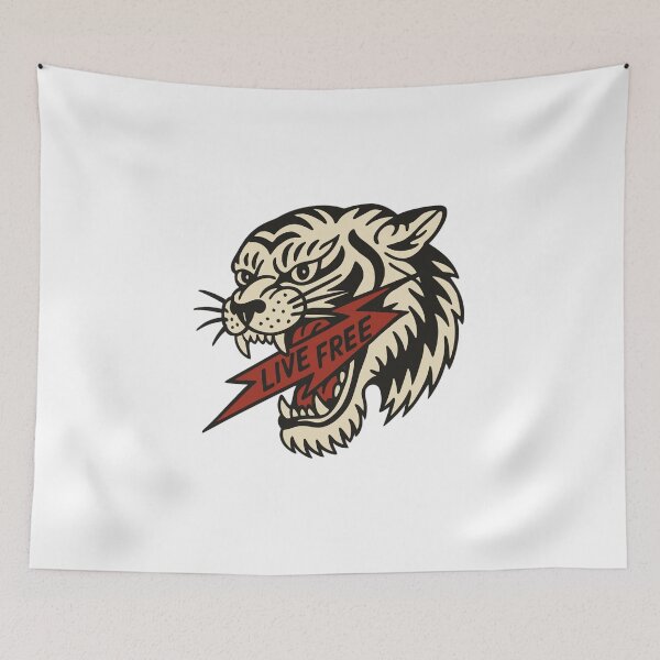 Item preview, Thunder Tiger Live Free Biker Old School Tattoo designed and sold by RustBreaker.