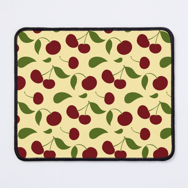 Item preview, Cherries & Leaves Seamless Pattern – Retro Fruit Design on Butter Yellow designed and sold by AlenaArtStudio.