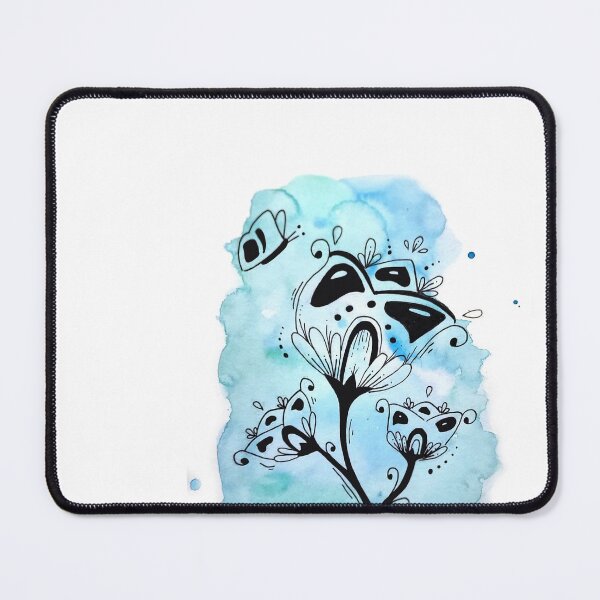 Item preview, Large flower - blue watercolor background designed and sold by GribouillStreet.
