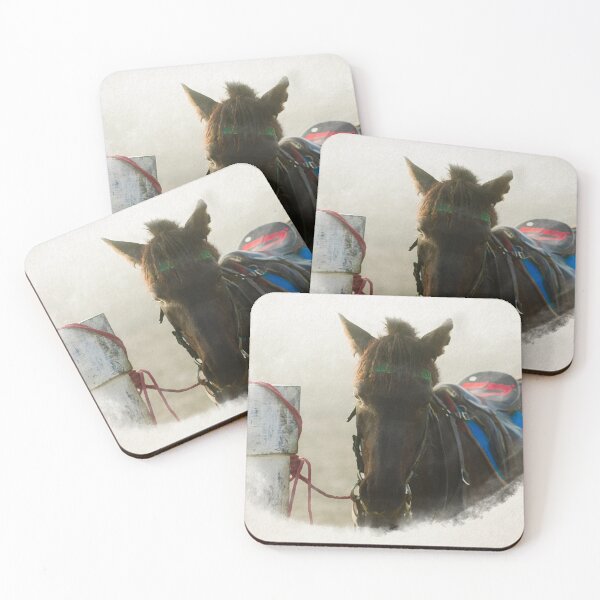 Item preview, horse waiting in fog in watercolor designed and sold by FotoMahieu.