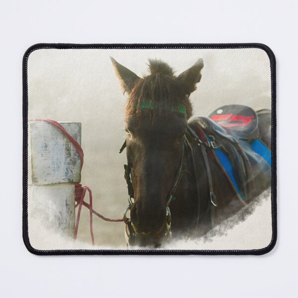 Item preview, horse waiting in fog in watercolor designed and sold by FotoMahieu.
