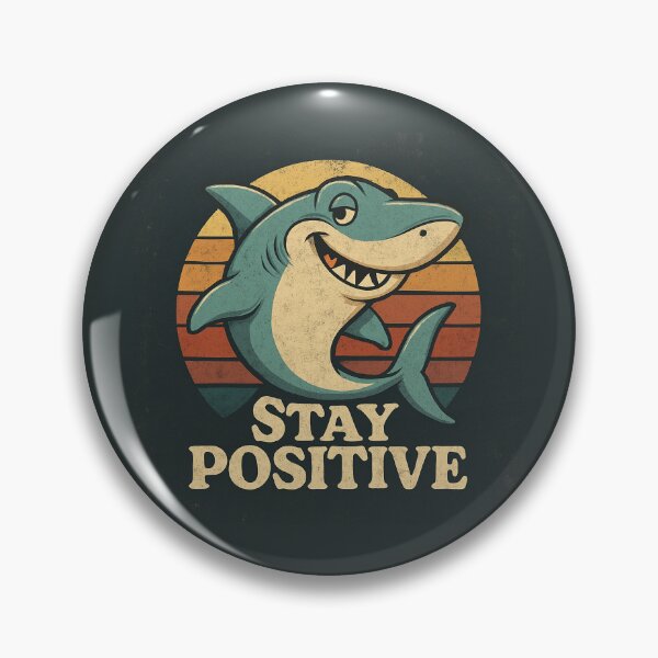 Item preview, Stay Positive Shark - Retro Optimism Design  designed and sold by Amelia Design.