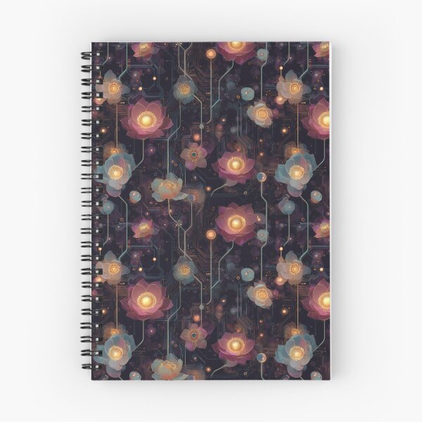 Item preview, Glowing Lotus Circuit Board Futuristic Floral Art designed and sold by myprintedgems.