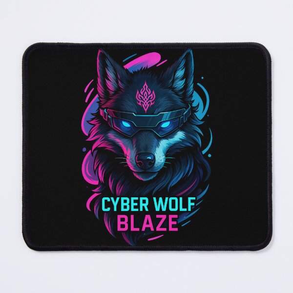 Item preview, Cyber Wolf Blaze – Futuristic Neon Wolf with Cyber Glasses and Tribal Tattoo designed and sold by ColorSplash123.