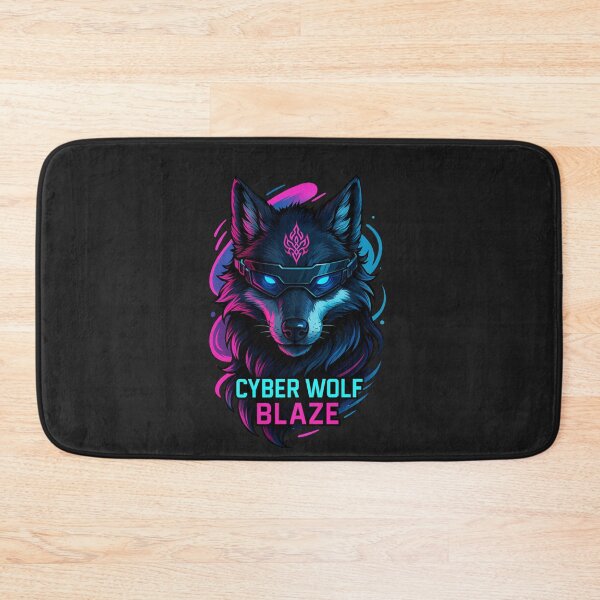 Item preview, Cyber Wolf Blaze – Futuristic Neon Wolf with Cyber Glasses and Tribal Tattoo designed and sold by ColorSplash123.