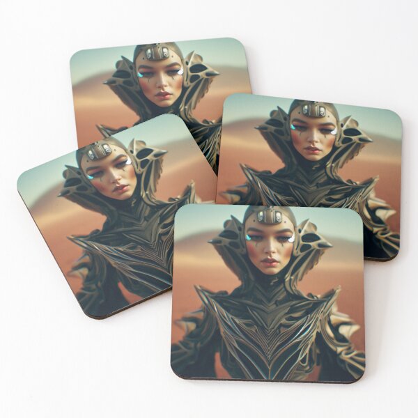 Item preview, "Desert Sentinel" Futuristic Warrior Queen in Alien Armor designed and sold by Rectoryprint.