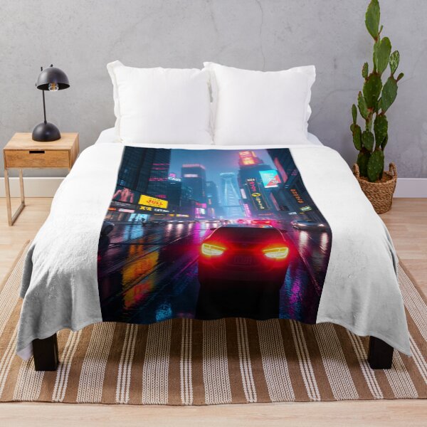 Artikelvorschau, Atemberaubend detailliertes 3D-Rendering einer futuristischen Cyberpunk-Stadtstraße bei Nacht mit Neonlichtern und nassen Reflexionen entworfen und verkauft von Jayara [Born To Reign].