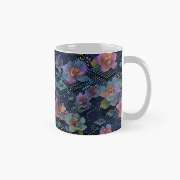 Item preview, Holographic Floral Blooms on Futuristic Microchip Circuitry designed and sold by myprintedgems.
