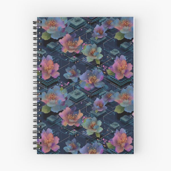 Item preview, Holographic Floral Blooms on Futuristic Microchip Circuitry designed and sold by myprintedgems.