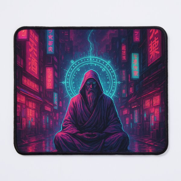 Item preview, Inner Circuit – Cyberpunk Monk Meditation Poster designed and sold by Cottorm.