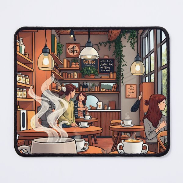Item preview, Lush 3D Render of a Cheerful Hand-Drawn Style Coffee Shop Interior with Steaming Mugs and Cozy Atmosphere designed and sold by Jayara [Born To Reign].