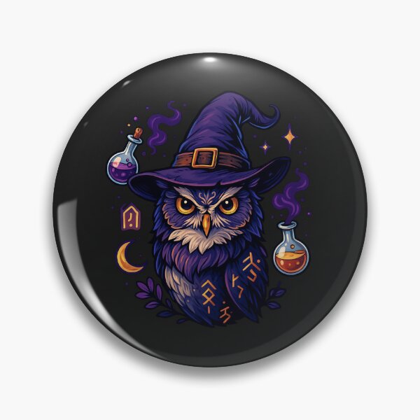 Item preview, Witchy Owl Mysta – Gothic Owl with Floating Potion Bottles and Magical Runes designed and sold by ColorSplash123.