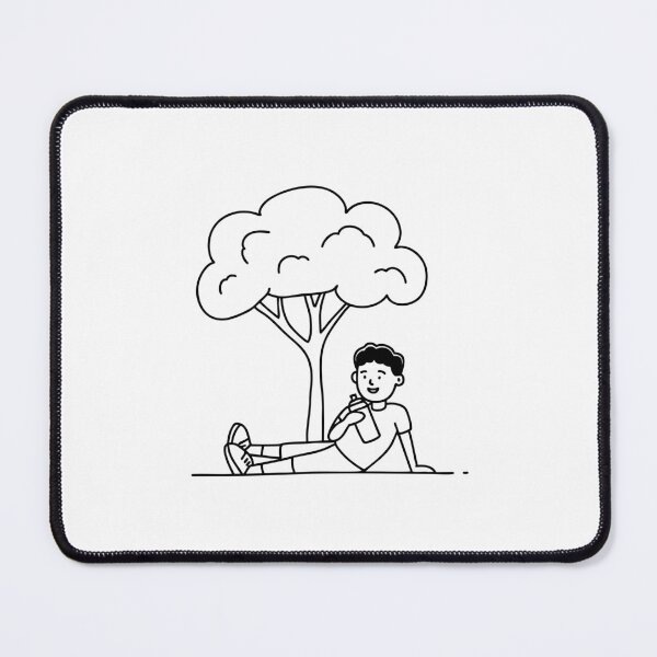 Item preview, Illustration of a person resting under a tree, water bottle nearly empty beside them designed and sold by rasagamastore.