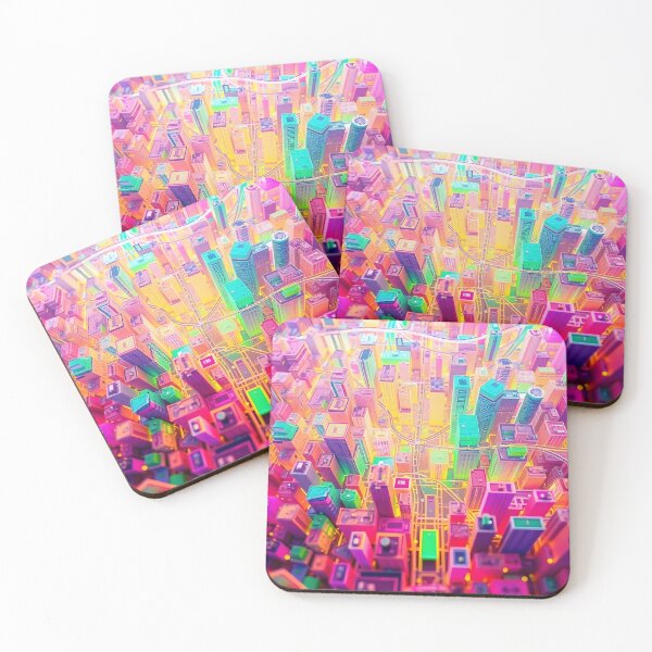 Item preview, Lush 3D Render of a Colorful Abstract Interpretive City Map with Neon Building Blocks and Glowing Streets designed and sold by Jayara [Born To Reign].