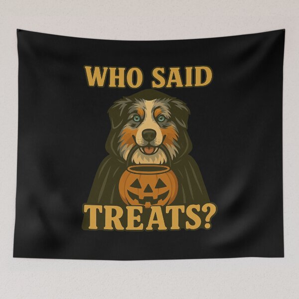 Item preview, Australian Shepherd Halloween Who Said Treats Pumpkin Witch Costume Mom Dad Kids designed and sold by FurryHavenPH.