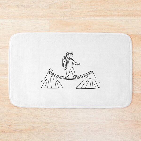Item preview, Illustration of a adventurer crossing a rope bridge on the mountain designed and sold by rasagamastore.