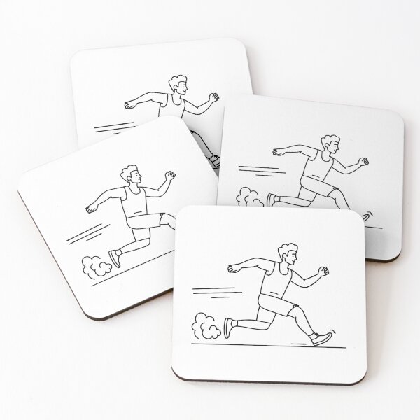 Item preview, Illustration of a man skidding to a stop with motion lines and dust trailing behind designed and sold by rasagamastore.