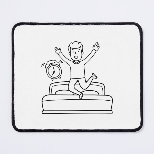 Item preview, Illustration of a person jumping out of bed as their alarm starts to ring designed and sold by rasagamastore.
