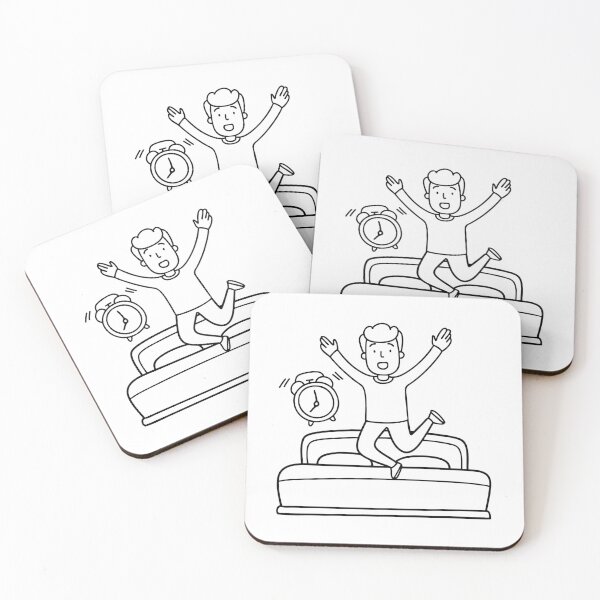 Item preview, Illustration of a person jumping out of bed as their alarm starts to ring designed and sold by rasagamastore.