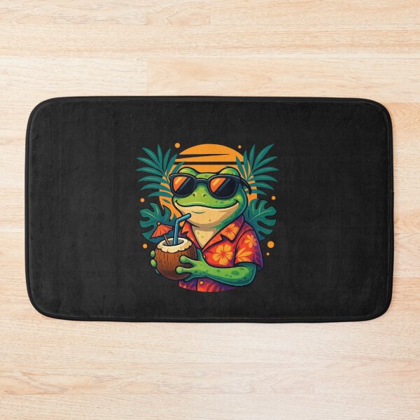 Item preview, Tropical Frog Froko – Cool Frog in Hawaiian Shirt with Coconut Drink designed and sold by ColorSplash123.