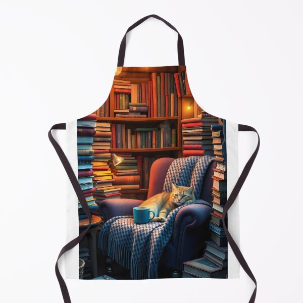 Item preview, Lush 3D Render of a Highly Detailed Hyperrealistic Cozy Reading Nook with Bookshelves and Sleeping Cat designed and sold by Jayara [Born To Reign].