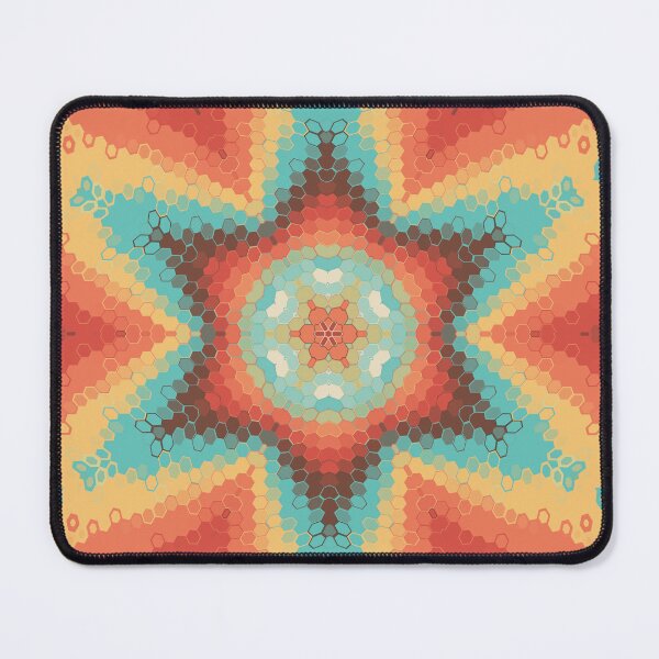 Item preview, Hex Mandala Orange Blue and Yellow designed and sold by WormholeOrbital.