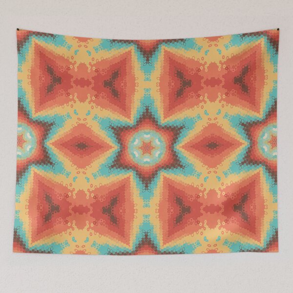 Item preview, Hex Mandala Orange Blue and Yellow designed and sold by WormholeOrbital.
