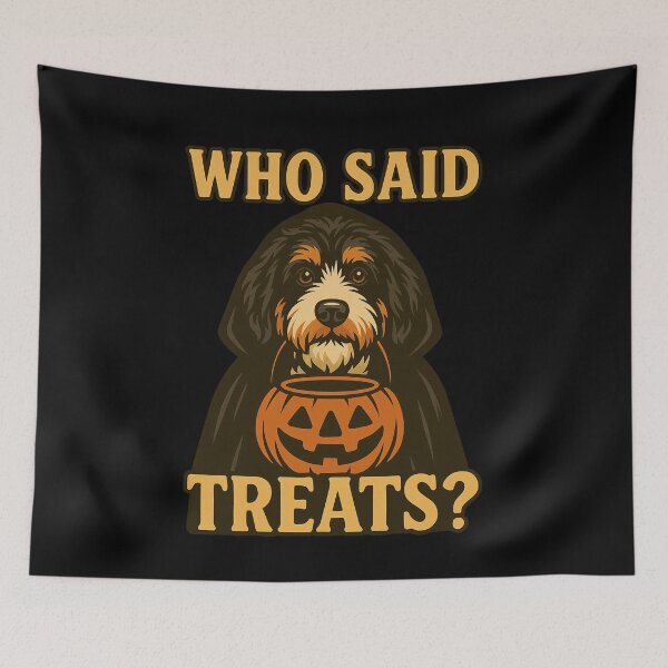 Item preview, Bernedoodle Halloween Who Said Treats Pumpkin Witch Costume Mom Dad Kids designed and sold by FurryHavenPH.