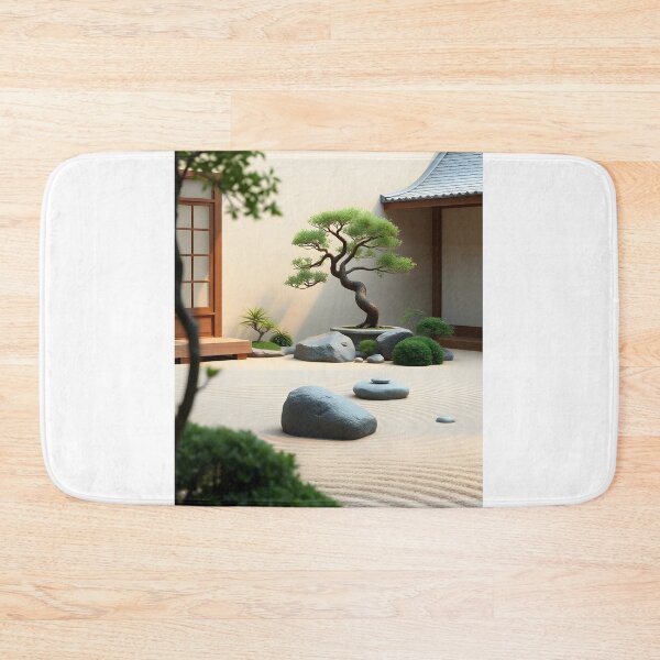 Item preview, Lush 3D Render of a Minimalist and Serene Zen Garden with Bonsai Tree and Raked Sand designed and sold by Jayara [Born To Reign].