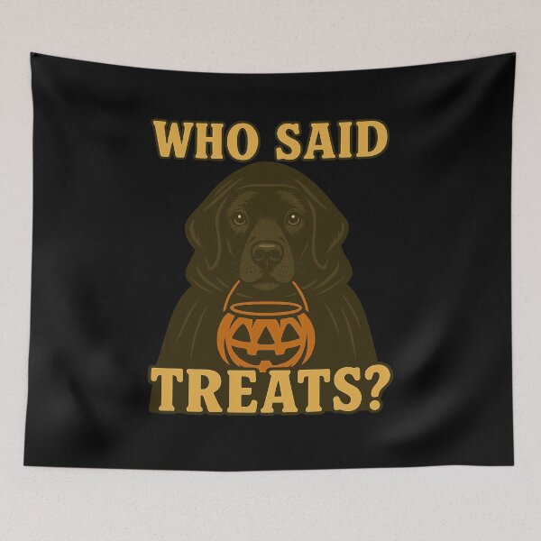 Artikelvorschau, Schwarzer Labrador Halloween Who Said Treats Kürbis Hexe Kostüm Mama Papa Kinder entworfen und verkauft von FurryHavenPH.