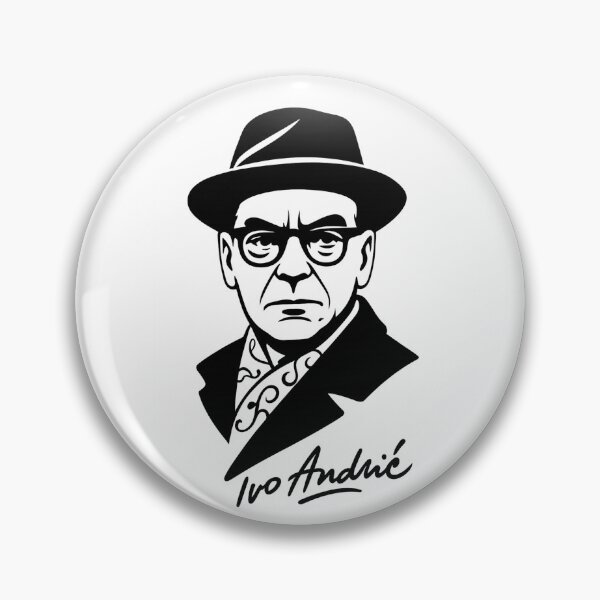 Item preview, Ivo Andrić – Minimalist Black & White Portrait designed and sold by pantapita.