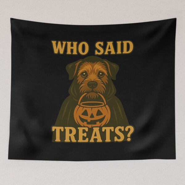 Artikelvorschau, Border Terrier Halloween Who Said Treats Kürbis Hexe Kostüm Mama Papa Kinder entworfen und verkauft von FurryHavenPH.