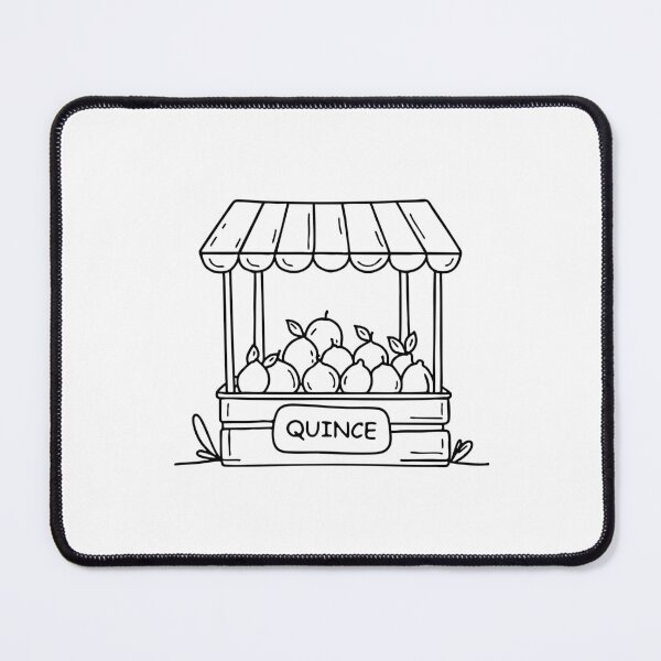 Item preview, Illustration of a market stall with a chalkboard sign Quince and stacked fruits designed and sold by rasagamastore.